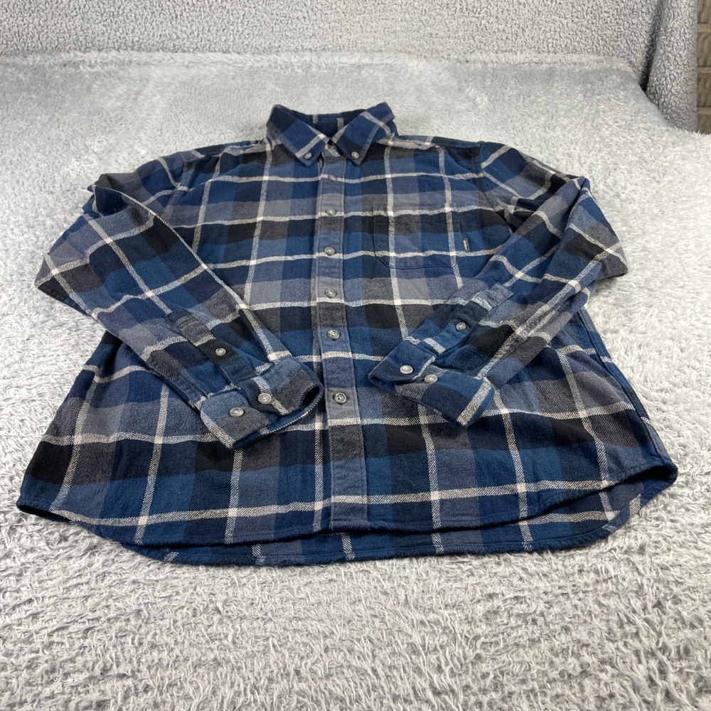 Eddie Bauer Mens Blue Plaid Flannel Shirt Long Sleeve Button Down EM31LW202 L
